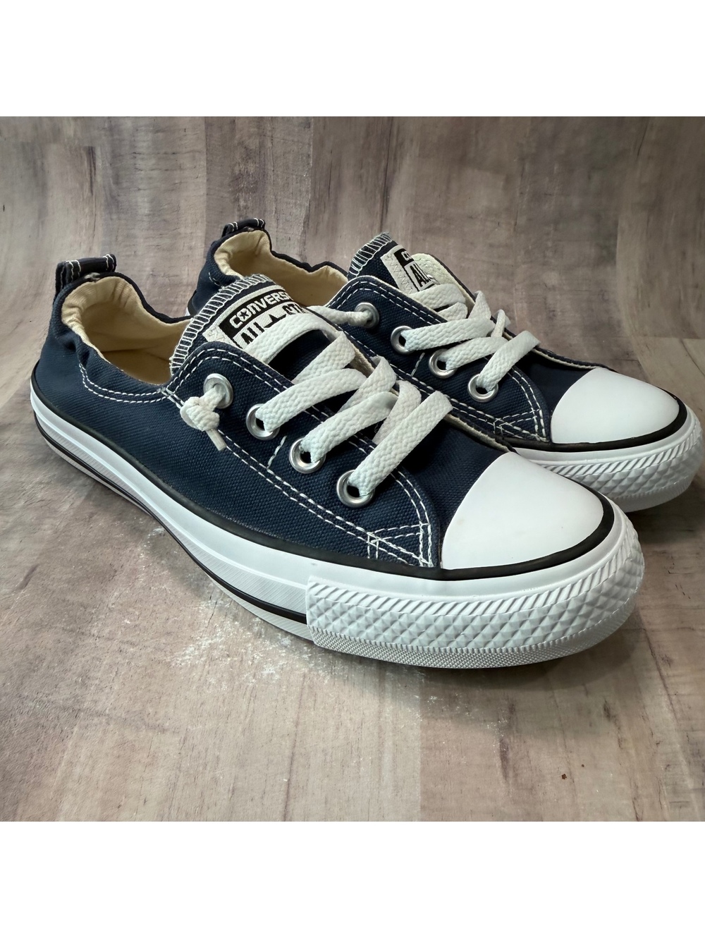 Converse Slip On Shoreline Chuck Taylor Women's 6 Navy Blue Shoes Sneakers